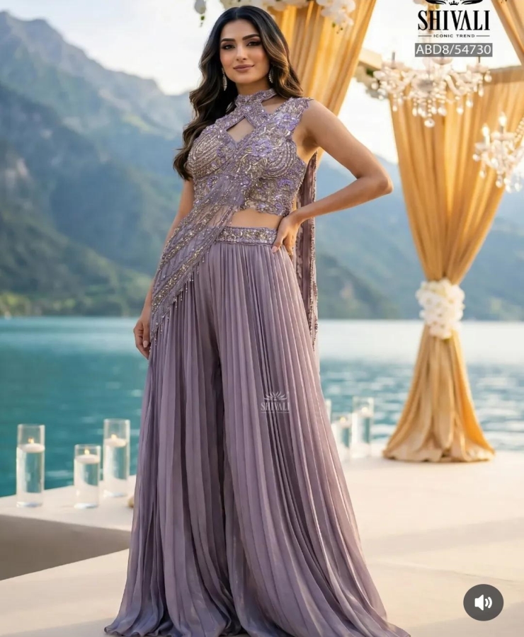 Bottom neck pattern lavender drape new