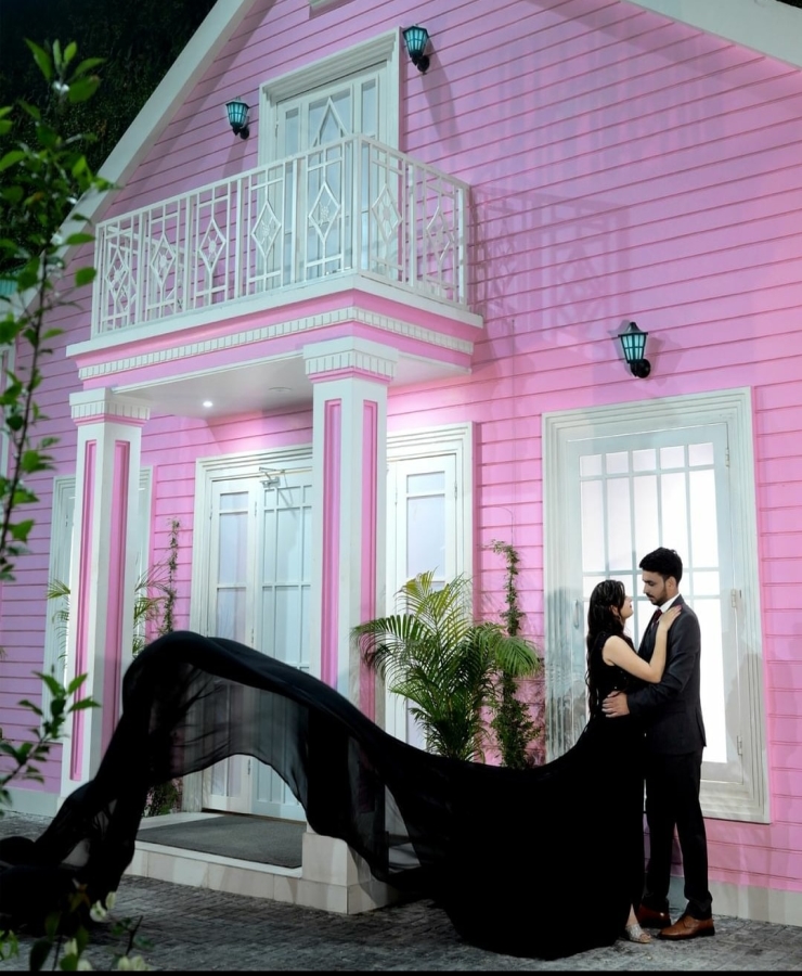 Black jimmichu v neck jimmichu tail gown