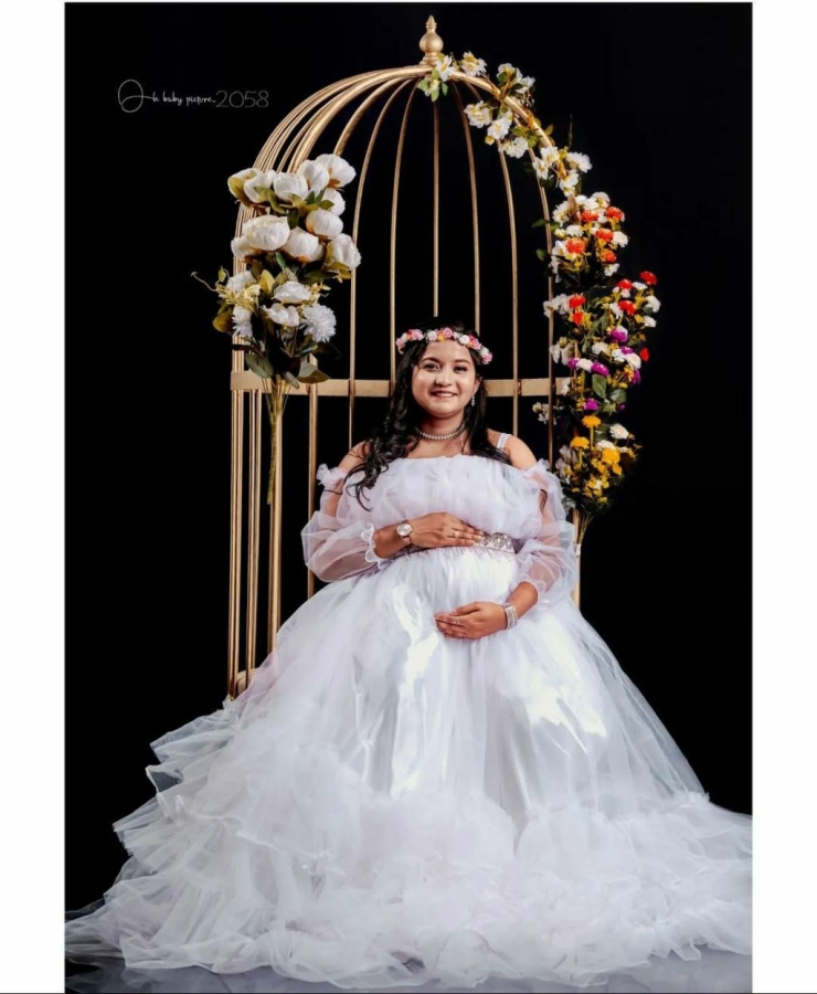 White net frill gown