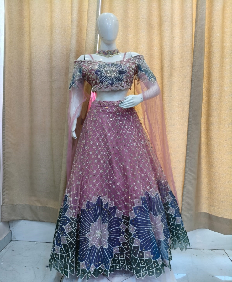 Pink New butterfly blouse down side blue flower pdp