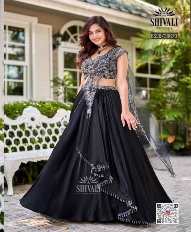 Black drape lahanga new silver work